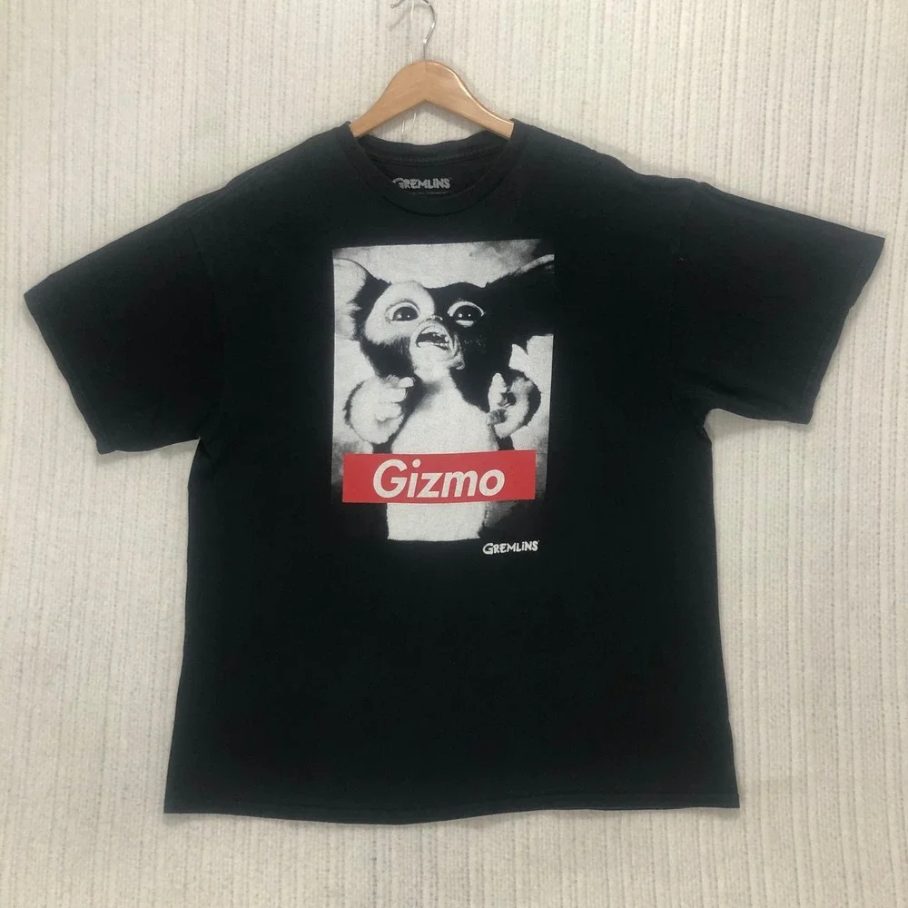 Gremlins Gizmo Graphic T-Shirt Mens XL‎ Black Cotton Box Logo Style Warner Bros